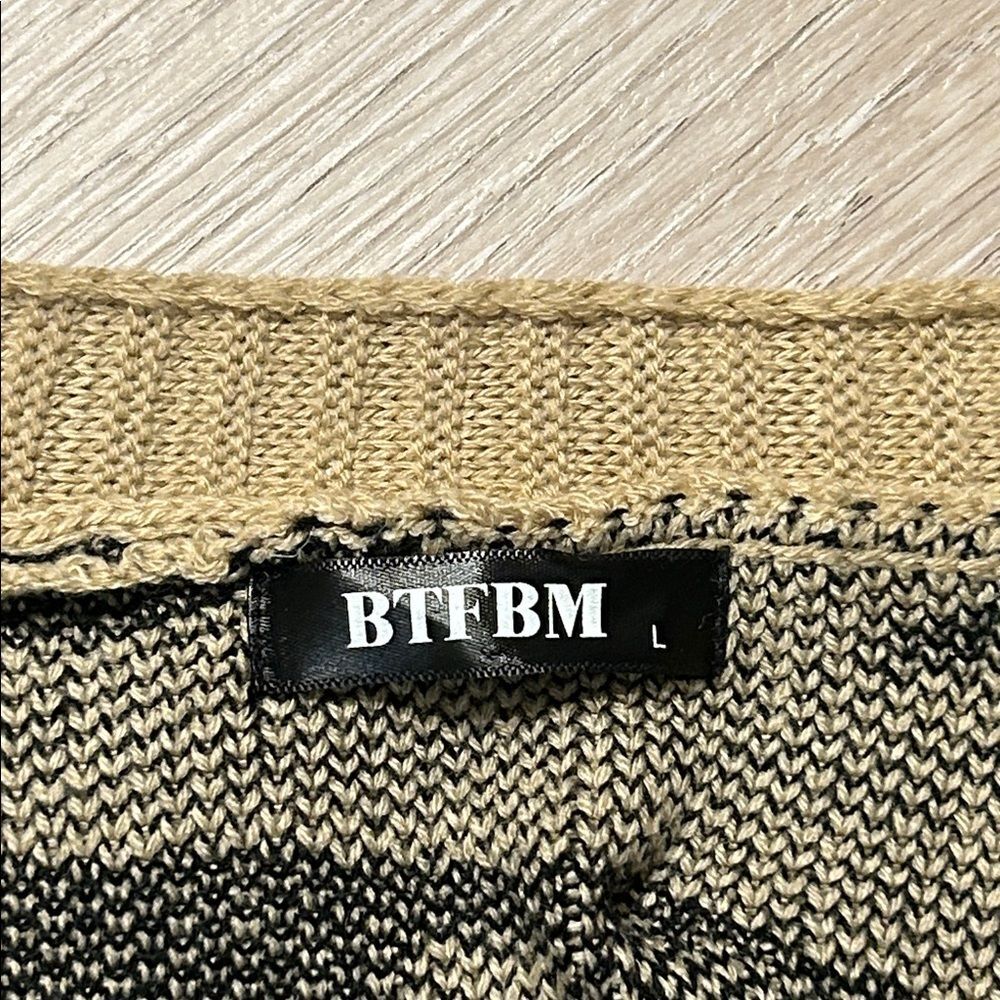 BTFBM Tan and Black Leopard V Neck Long Cardigan with Pockets - Picture 2 of 8